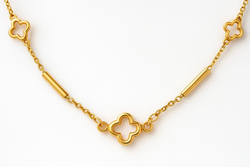 GARGANTILLA FLOR Y TUBOS,CADENA 45CM.