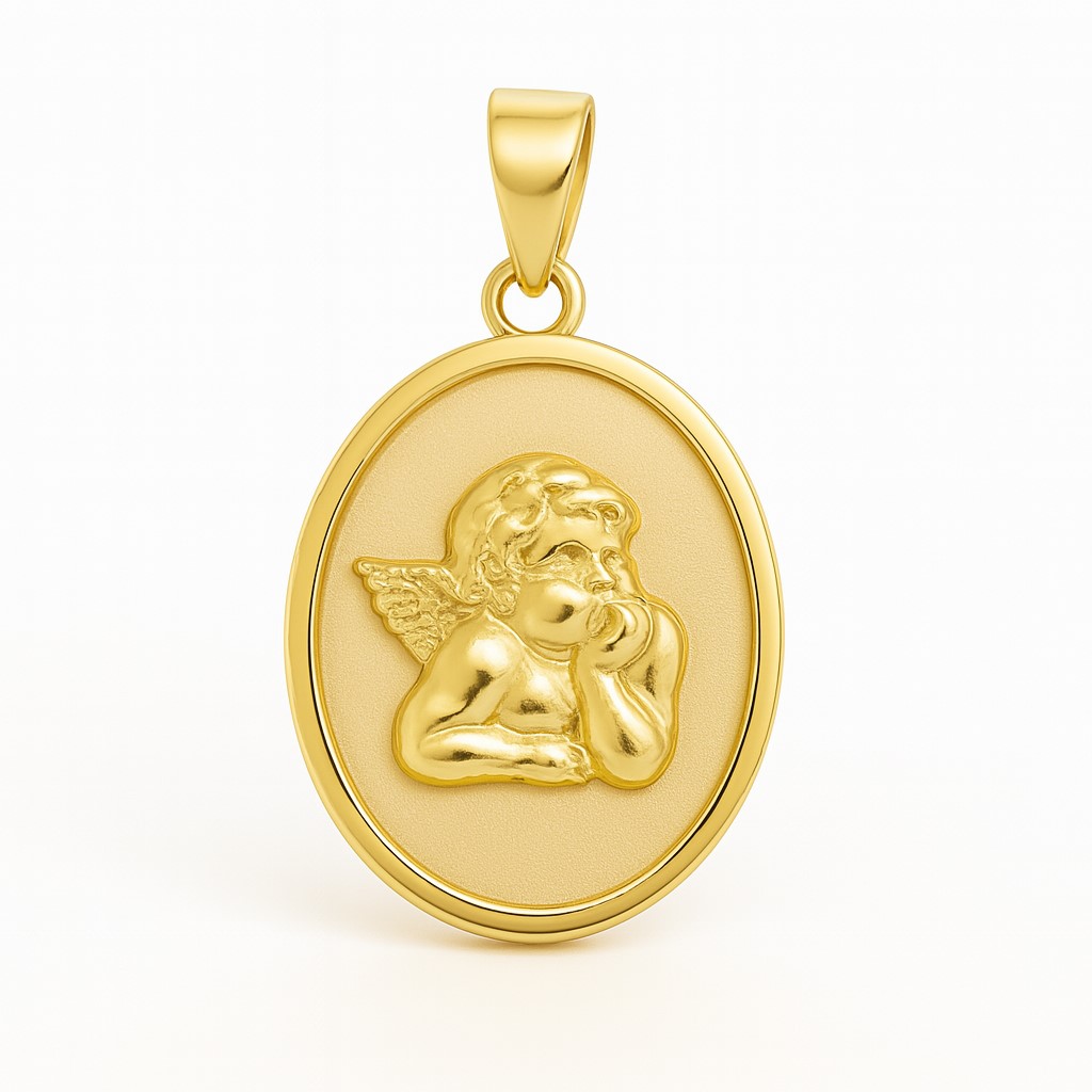 14MM OVAL ANGEL MEDAL.