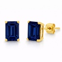7x5MM SAPPHIRE STUD EARRINGS.PUSHBACK.