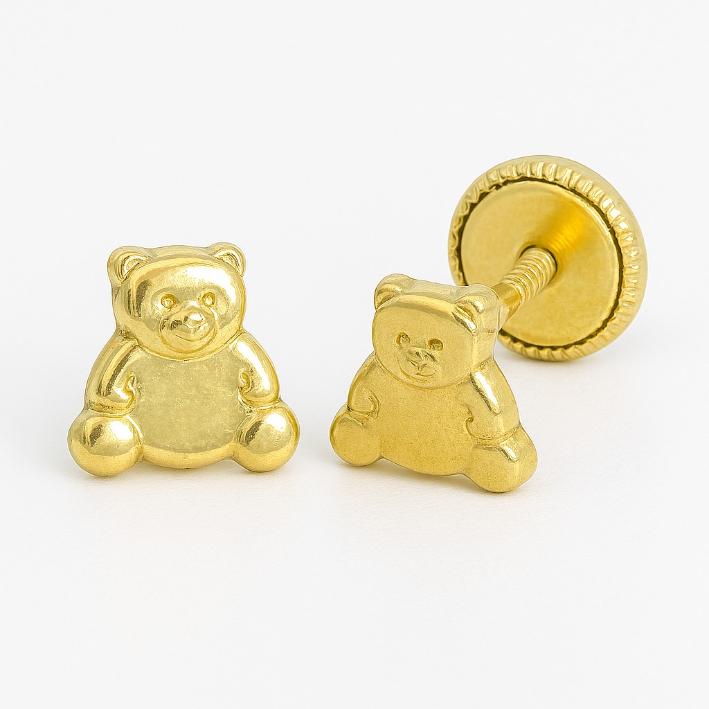4.5MM TEDDY BEARS BABY EARRINGS.SCREW BACK.