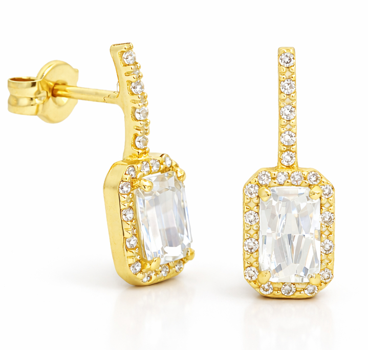 16MM BAGUETTE CZ PUSHBACK EARRINGS