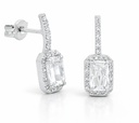 16MM BAGUETTE CZ PUSHBACK EARRINGS.WHITE GOLD