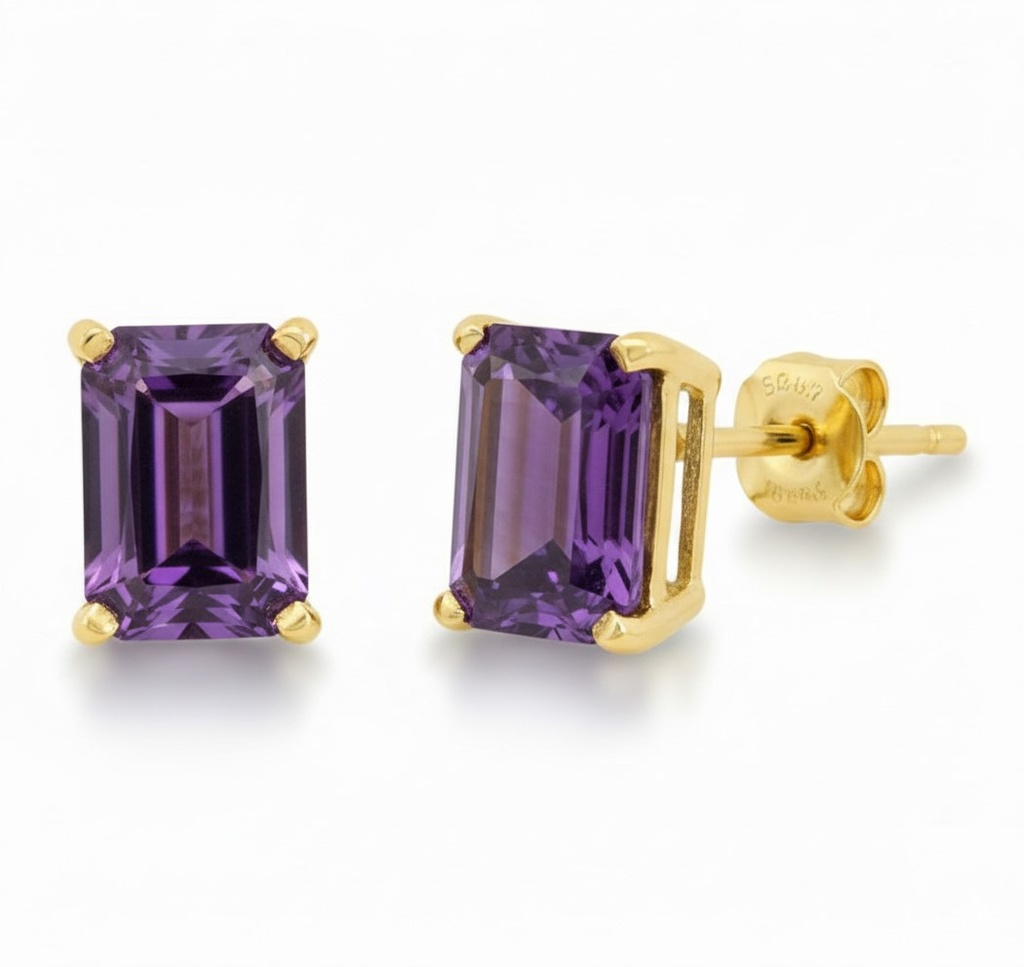 PENDIENTES AMATISTA SEMIPRECIOSA 7x5MM.PRESION.