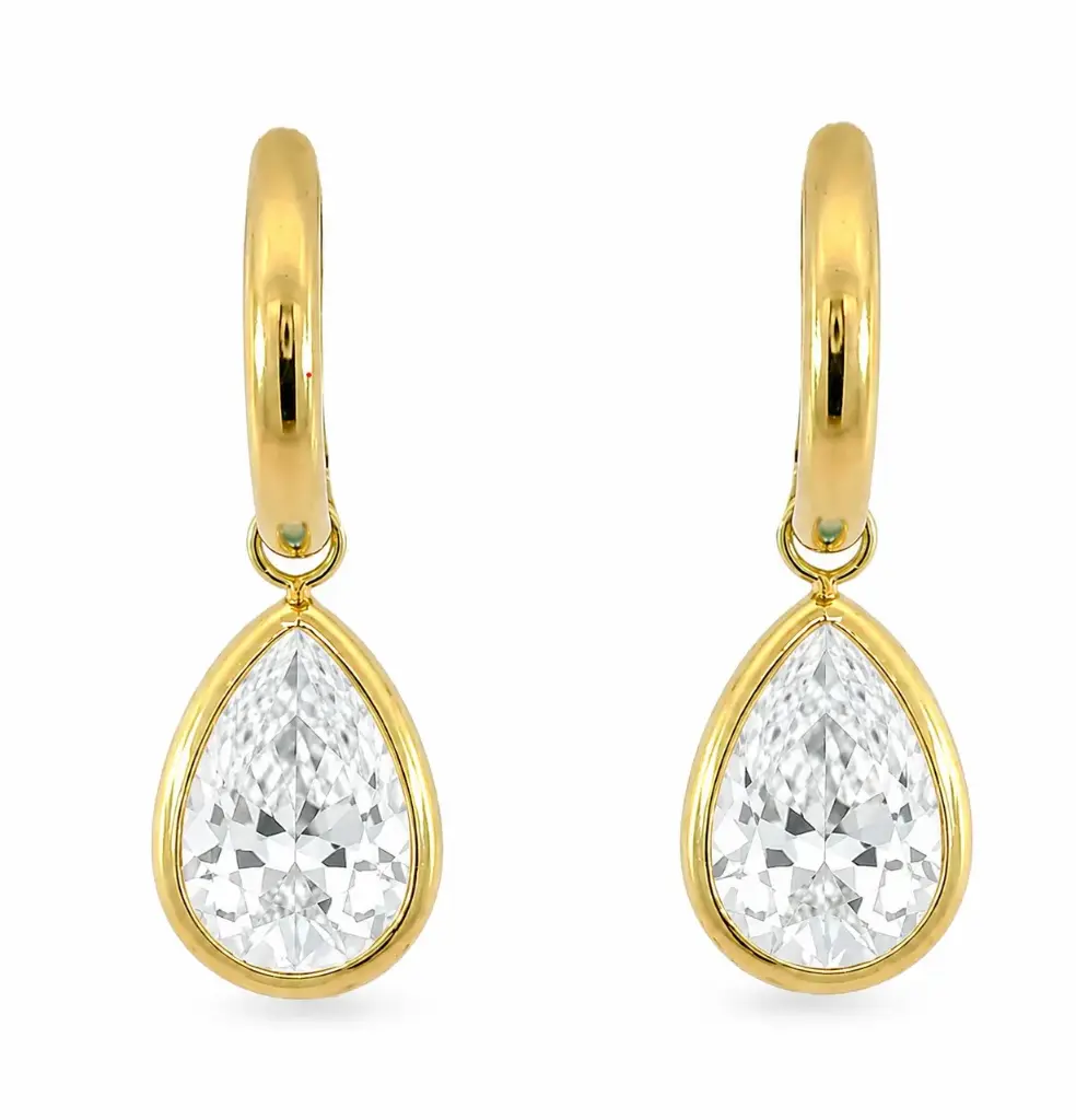 PENDIENTES PIEDRA FACETA 10x7MM ORO AMARILLO