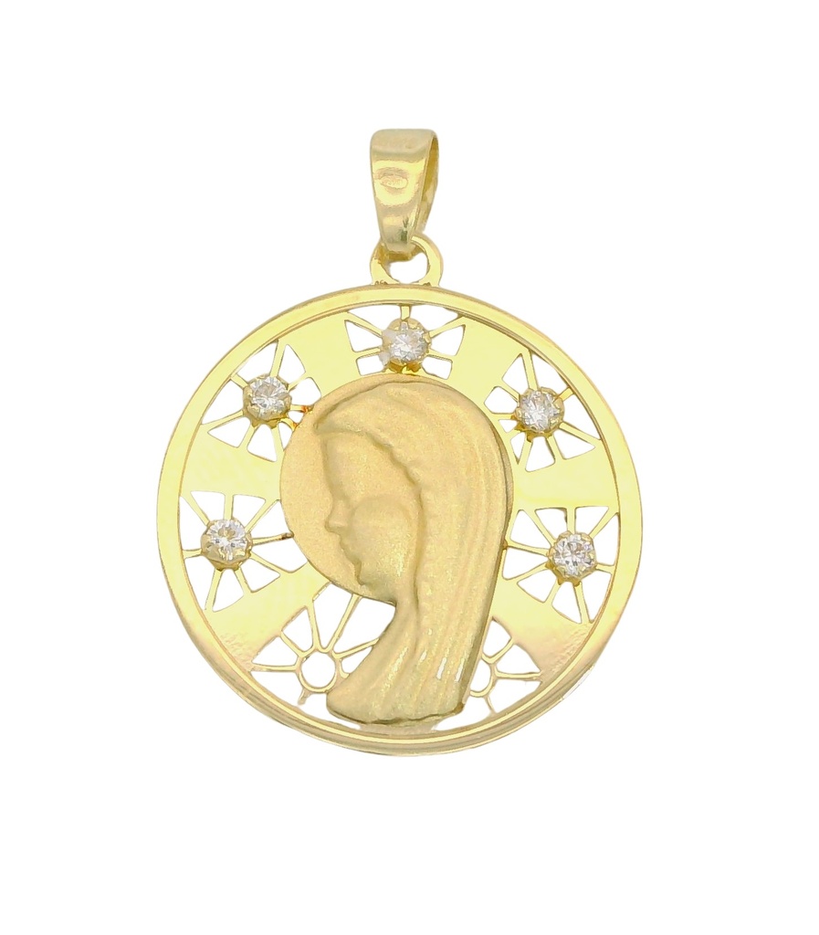 18MM ROUND VIRGIN MEDAL WITH CZ.