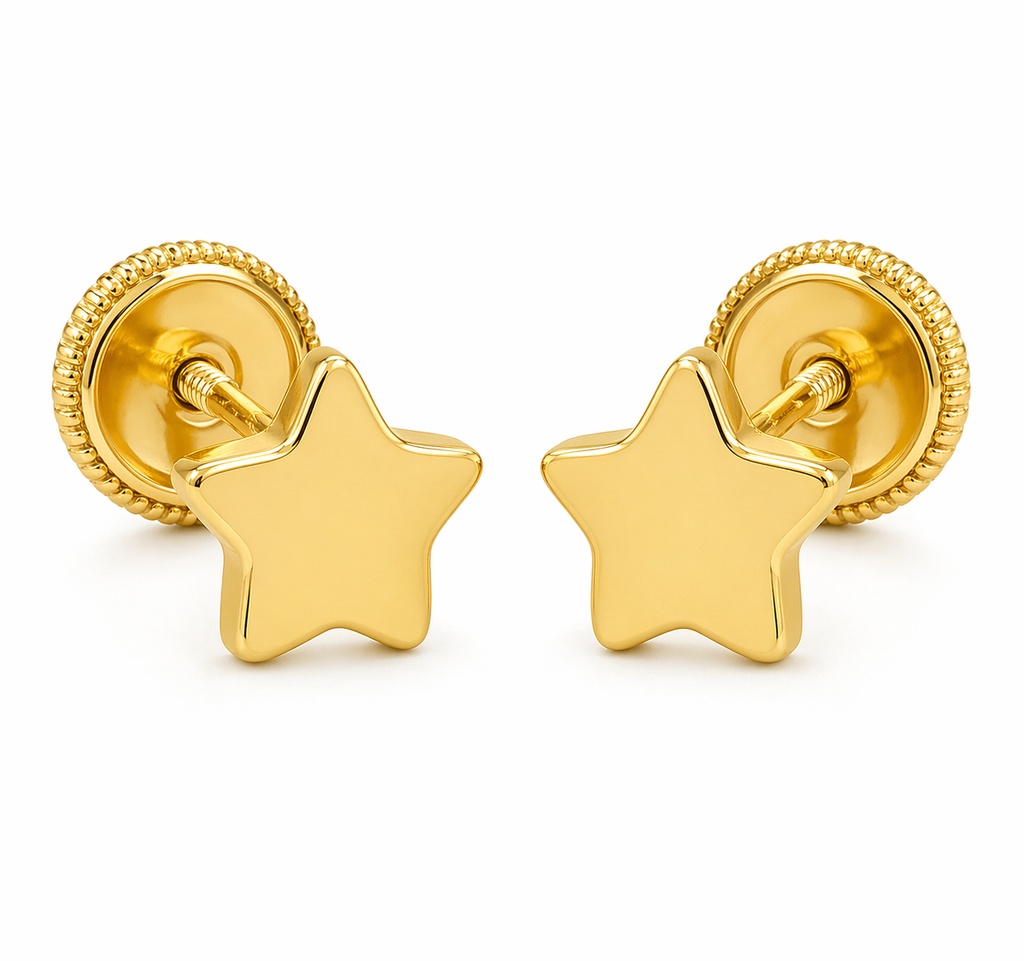 4MM STARS BABY EARRINGS.SCREWBACK