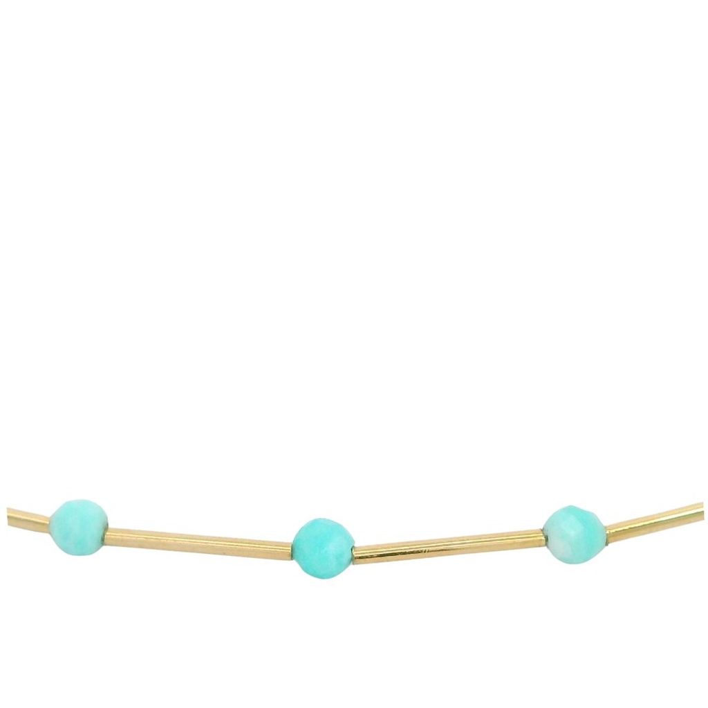 GOLD TUBES AND AMAZONITE BRACELET.17CM