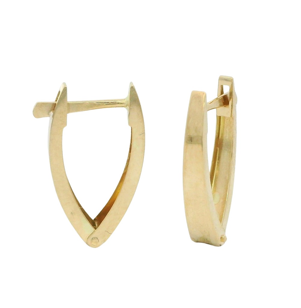 15x2MM "V" SHAPED HOOP EARRINGS.LEVERBACK