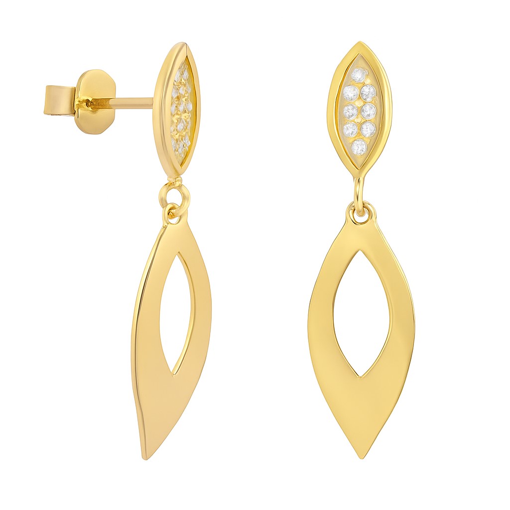 PENDIENTES LARGOS 25x6MM CON CIRCONITAS. PRESION