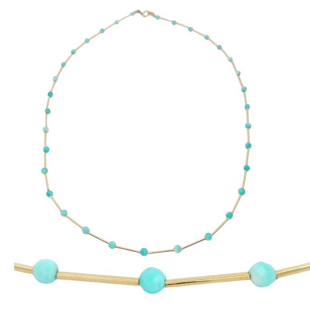 GOLD TUBES AND AMAZONITE NECKLACE