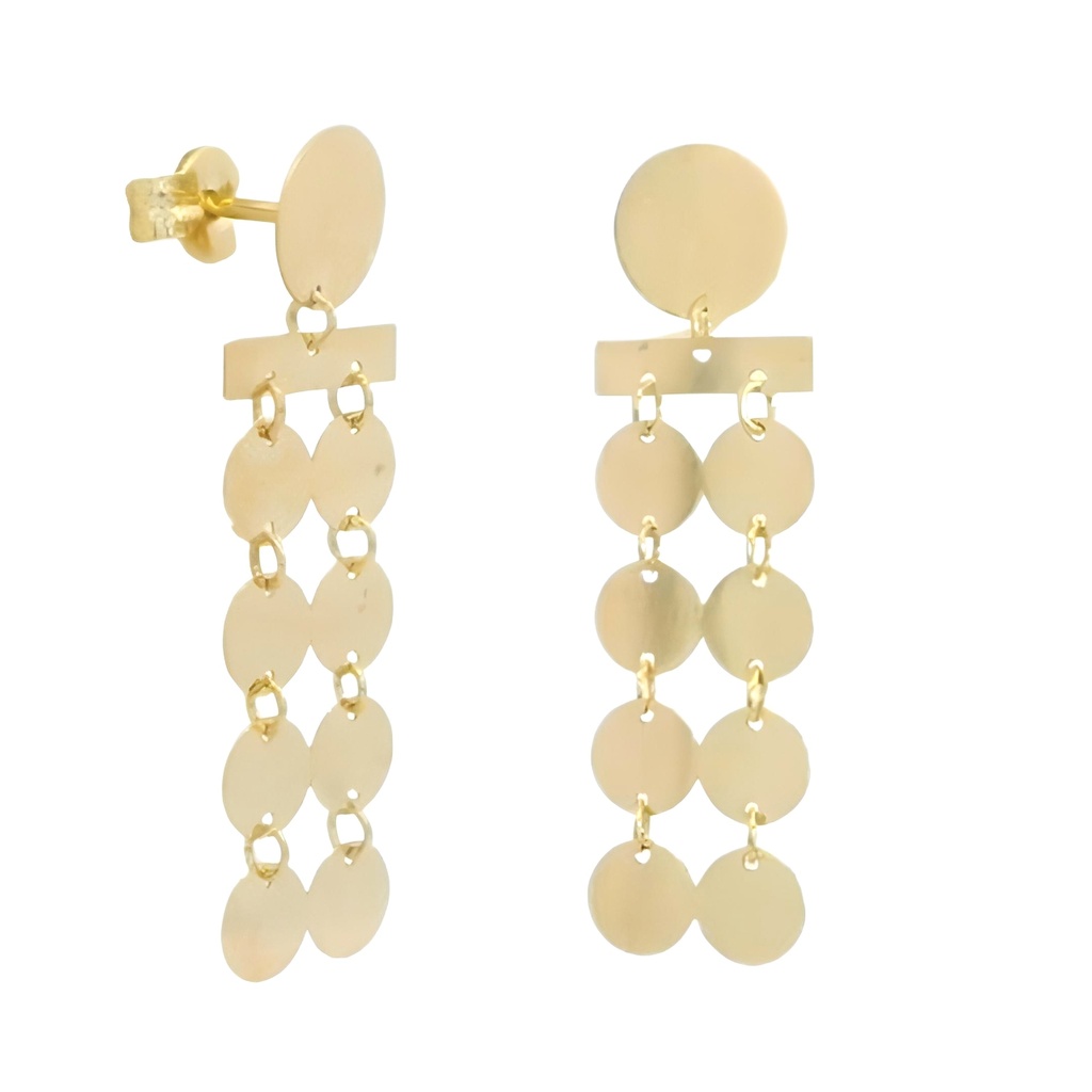28x8MM CIRCLES DANGLING EARRINGS.PUSHBACK