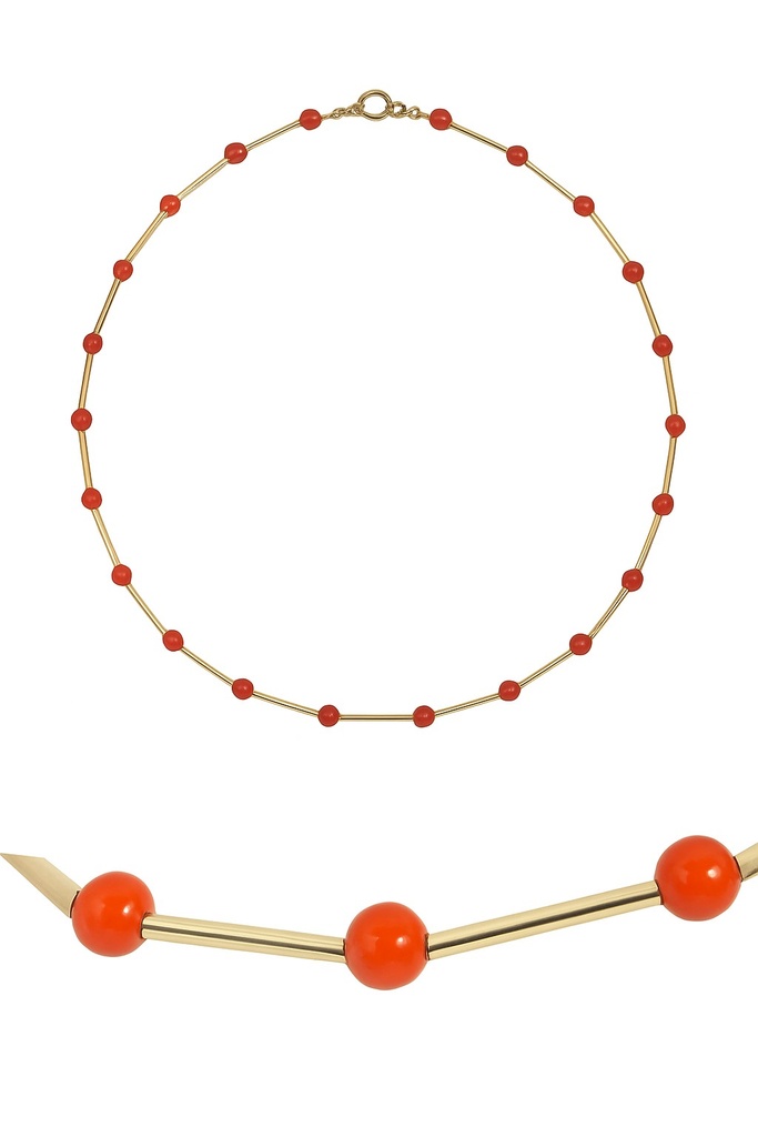 GOLD TUBES AND CORAL REEF NECKLACE