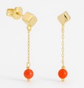 PENDIENTES CADENA CUBO CORAL NATURAL