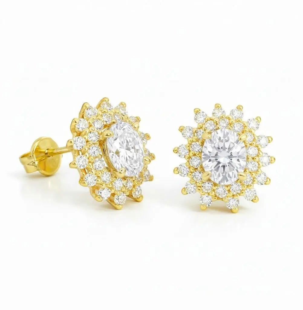 5x4MM CZ OVAL CZ 9 KARAT GOLD STUD EARRINGS