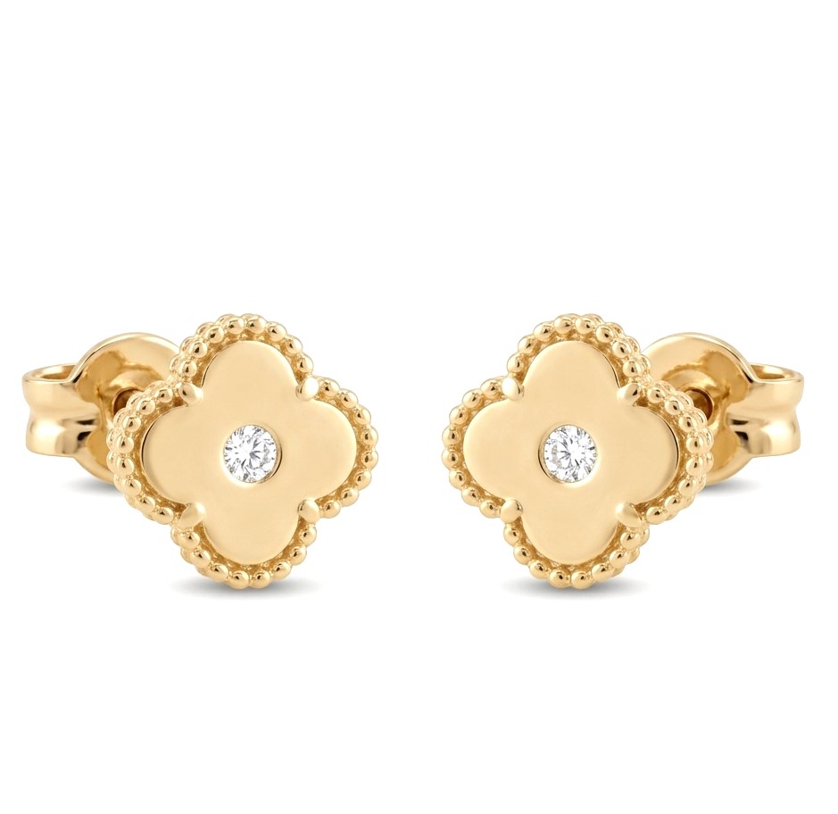 5MM QUATREFOIL STUD EARRINGS.9 KARAT