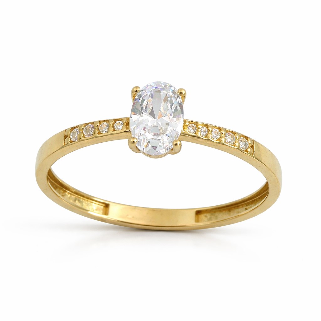 OVAL CZ 9 KARAT GOLD RING 