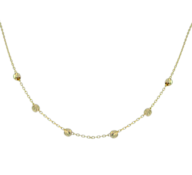 CARVED BALLS NECKLACE.9 KARAT GOLD