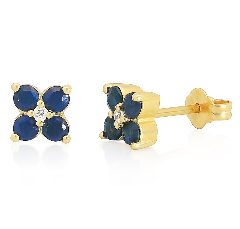 DIAMOND AND SAPPHIRE STUD EARINGS.0.72 CT TW SAPPHIRE