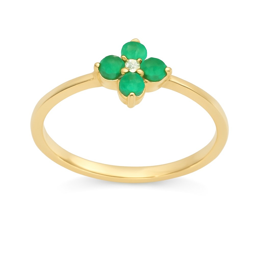 DIAMOND AND EMERALD RING.0.038 CT TW EMERALD