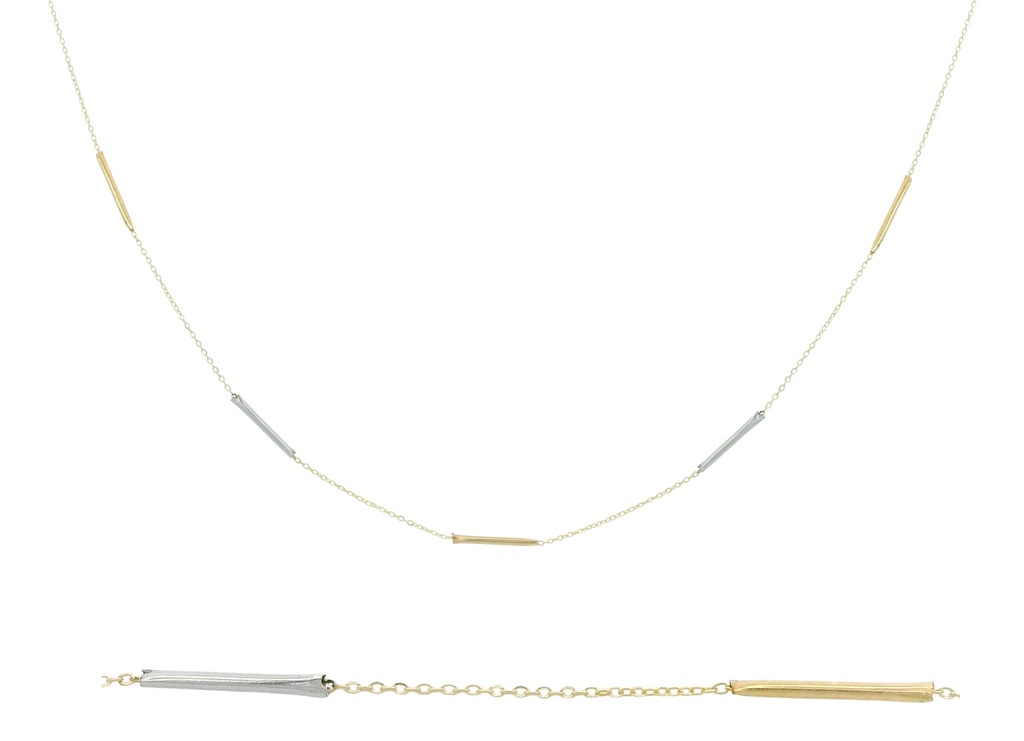 TWO TONE GOLD TUBES NECKLACE 