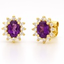 PENDIENTE ROSETON AMATISTA DE 4x3MM Y CIRCONITAS.