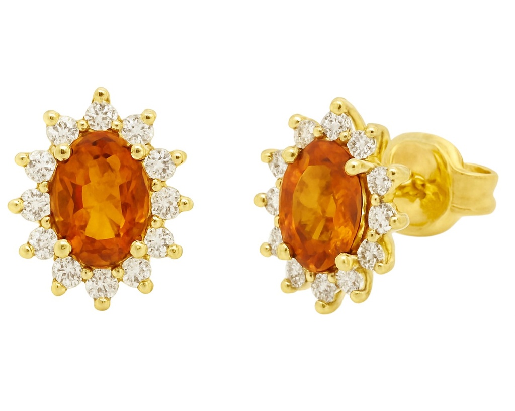4x3MM CITRINE AND CZ STUD EARRINGS