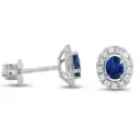 PENDIENTES ZAFIRO OVAL DE 5x4MM(0.51 CT TW)  CON BRILLANTES 0.26 CT TW