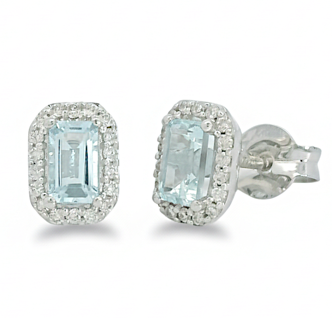 PENDIENTES BRILLANTES AGUA MARINA 1.024 DI 64 RD SI 0.54 CT