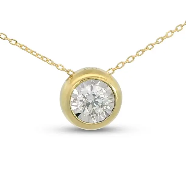GARGANTILLA  CHATON DE FUNDICION ,6MM EN TOTAL. BRILLANTE H-SI 1 . 0.11 CT(4MM APROX).CON CADENA PASADA