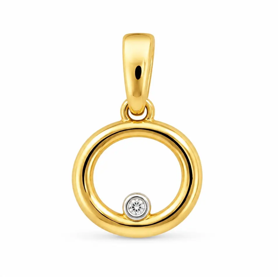 COLGANTE REDONDO 1 BRILLANTE DE  0.003 CT.11MM(14MM CON LA REASA)