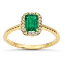 6x4MM(0.66 CT) EMERALD RING WITH 0.08 CT TW DIAMONDS