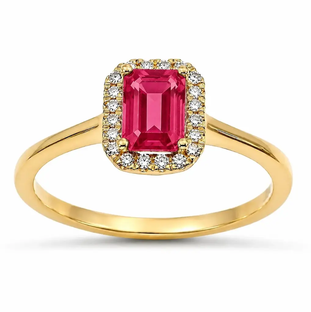 6x4MM(0.66 CT) RUBI RING WITH 0.08 CT TW DIAMONDS