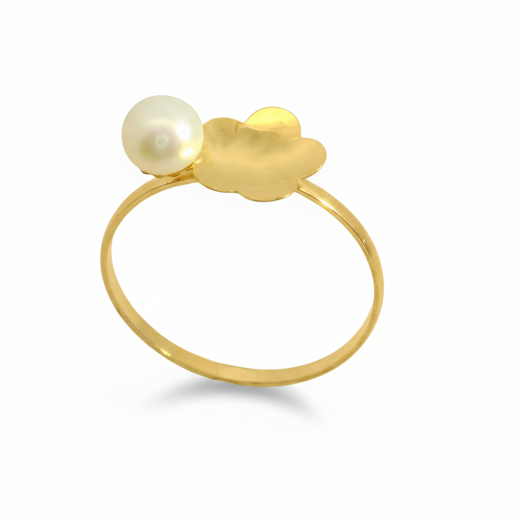 FLOWER AND PEARL FIRST COMMUNION RING