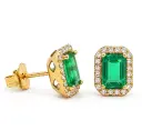 PENDIENTES ESMERALDAS 6x4MM( 1.32 CT TW) Y  BRILLANTES Di 40 SC 0.16 PP