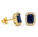 6x4MM (1.32 CT TW) SAPPHIRE STUD EARRINGS WITH DIAMONDS