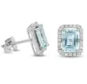 PENDIENTES  AGUA MARINA 7x5MM( 2.20 CT TW) Y BRILLANTES DI 48 RD SI (0.28 CT TW)