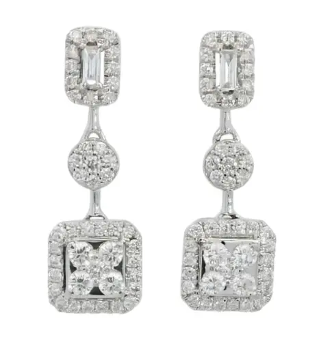 DIAMOND DANGLING EARRINGS.SI-H.0.87 CT TW