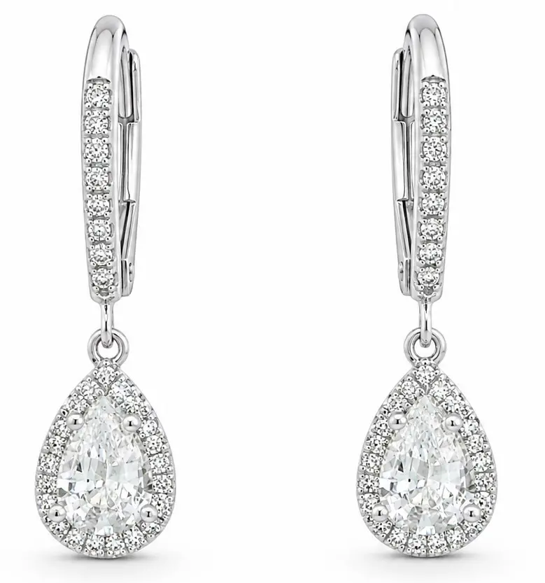 0.90 CT WHITE SAPPHIRE AND H-SI 0.15 CT TW DIAMONDS EARRINGS