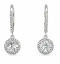 PENDIENTES BRILLANTES REDONDOS Di 62 RD 0.17 CT.TW 2RD ZAFIROS BLANCOS 1.00 CT TW