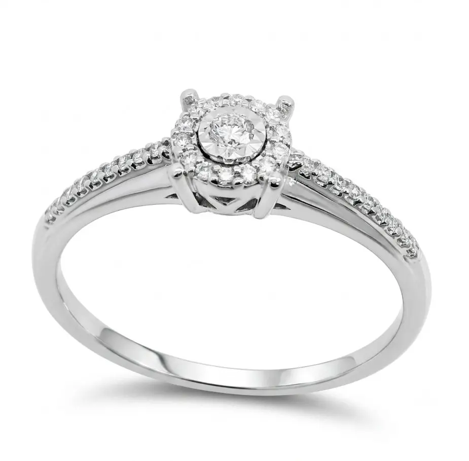SORTIJA CUAJO BRILLANTES 1RD SI H 0.035 DI 32 RD SI H 0.095CT .0.13 CT TW.