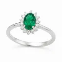 0.98 CT OVAL EMERALD AND 0.30 CT TW DIAMONDS RING