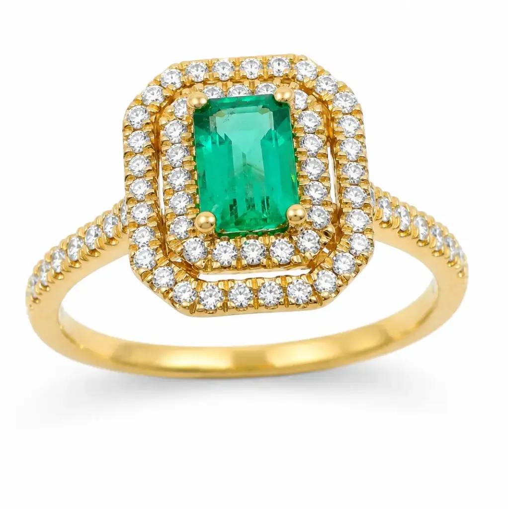 SORTIJA 1 ESMERALDA 0.65CT Y BRILLANTES 0.34 CT TW
