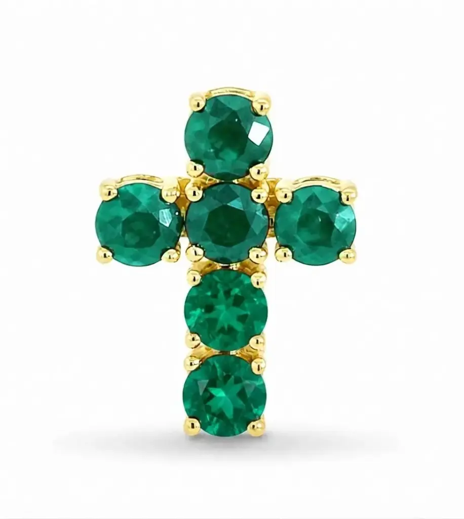 0.65 CT TW EMERALD CROSS PENDANT