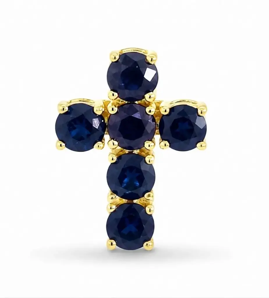 CRUZ 12x9MM CON 6 ZAFIROS.0.98 CT TW