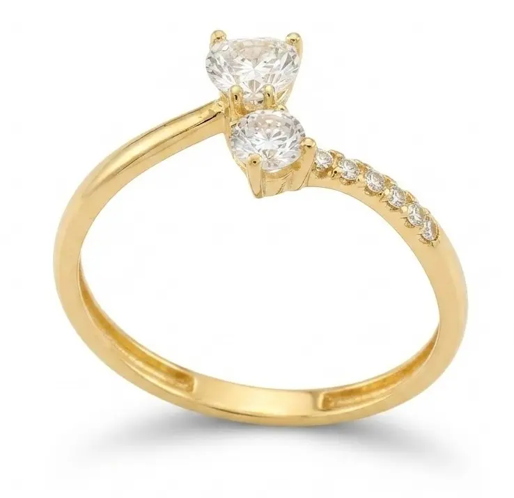 HEART AND ROUND CZ RING