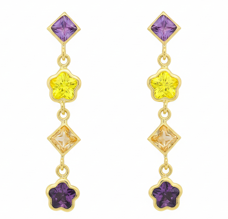 24MM COLORED CZ DANGLING EARRINGS
