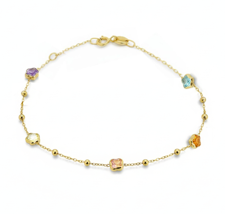 17CM COLORED CZ FLOWER BRACELET
