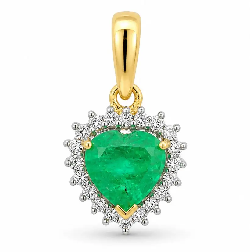 COLGANTE CORAZON 20RD SI 0.06 1 ESMERALDA 0.51 CT