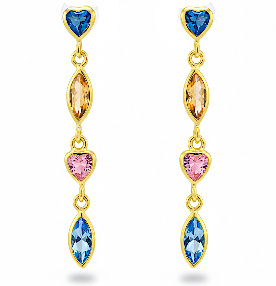 29MM COLORED CZ DANGLING EARRINGS.PUSHBACK