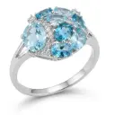 DIAMOND AND TOPAZ WHITE GOLD RING(SWISS-SKY BLUE AND LONDON BLUE)